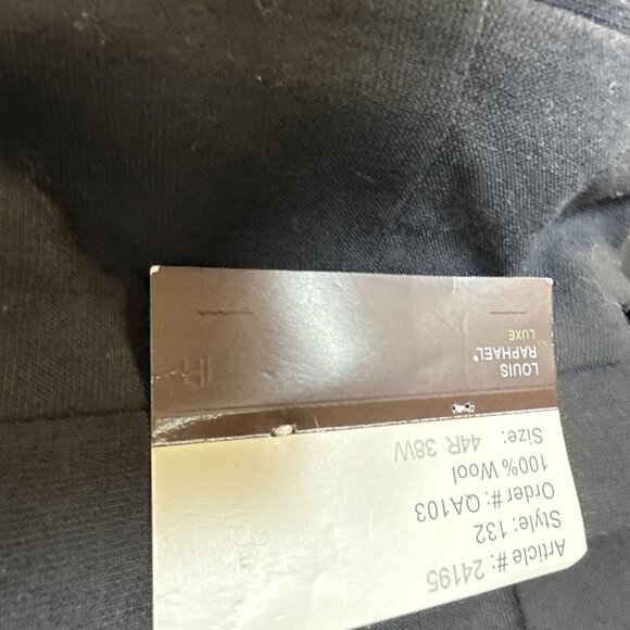 Louis Raphael 100% Wool Dress Pant Men 44R 38W Pleated Front Black UnHemmed NWT - Picture 8 of 11